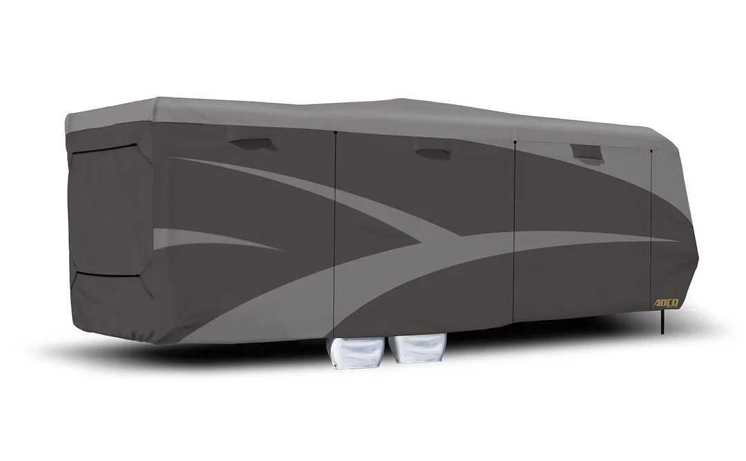 52276 – ADCO Toy Hauler Trailer Cover, For Receiver Hitch Trailer Fits 33 Foot 7 Inch To 37 Foot Length Trailer 450 I...